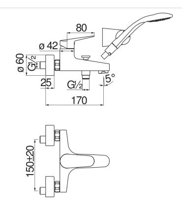 Mixer  external   per bathtub  with set shower  Nobili series  Blues