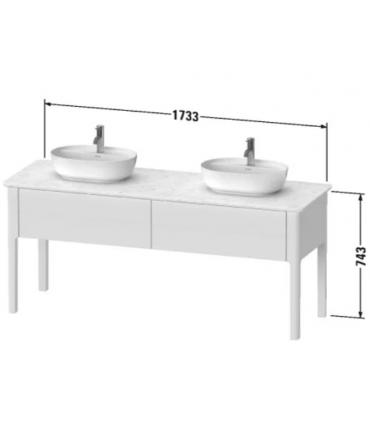 Base lavabo a pavimento per due lavabi, Duravit collezione Luv 2 cassetti