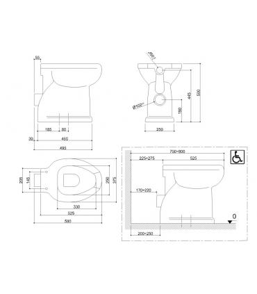 Vaso WC, con apertura frontale, serie 130 Ponte Giulio