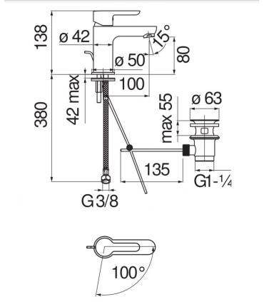 Miscelatore lavabo Nobili serie ABC eco 5 litri al minuto