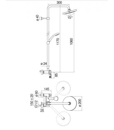 Column  shower with shower head 20 cm Nobili series  Nobi