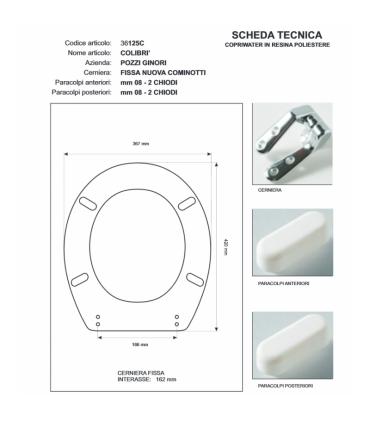 Sedile con cerniere oro Pozzi Ginori Colibri