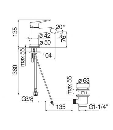 Mixer  bidet single hole Nobili series  Blues with drain