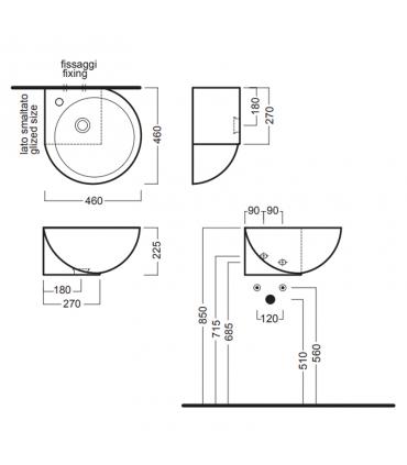 Lavabo angulaire droit 46 cm monotrou collection You & Me