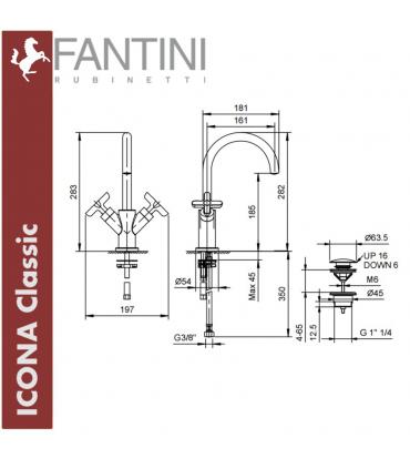 Gruppo lavabo alto monoforo, Fantini Icona Classic art.R056F