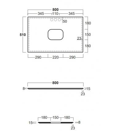 Plan céramique pour meuble vasque Simas Folio