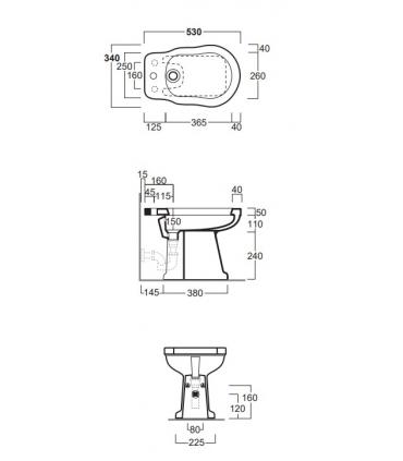 Bidet avec bride au sol en ceramique Simas londra lo923.