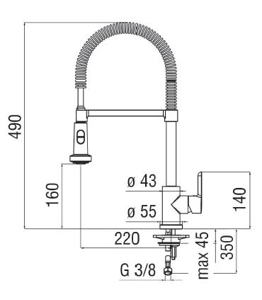 Kitchen mixer with hand shower with 2 jets swivel Nobili ABC AB87300/3