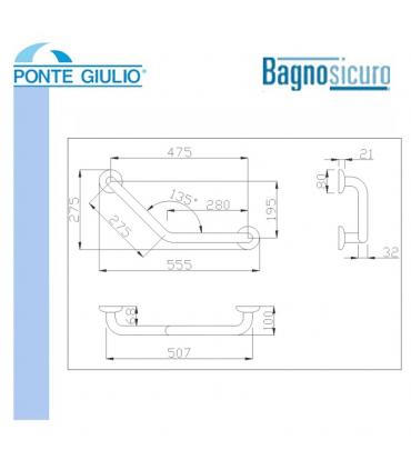 Maniglione di sicurezza ad angolo 135' serie Inox Ponte Giulio