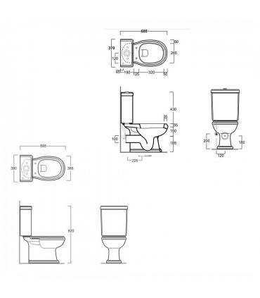 Close-coupled toilet with horizontal outlet, Simas collection Arcade