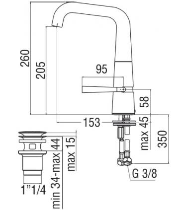 Miscelatore per lavabo Nobili serie LIKID con scarico PUSH