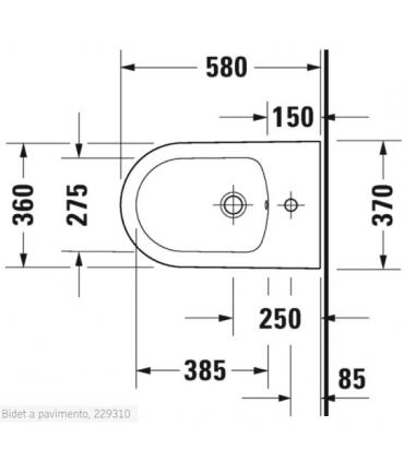 Duravit back to wall bidet, White Tulip series, 229310