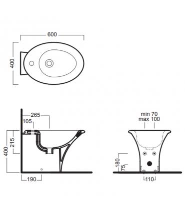 Bidet filo muro monoforo serie Sculture art.YR4201