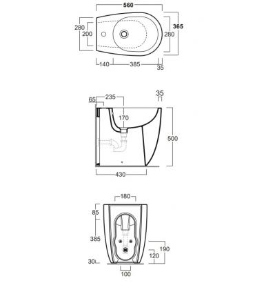 Bidet a pavimento filo parete Simas Vignoni VI24 altezza 50