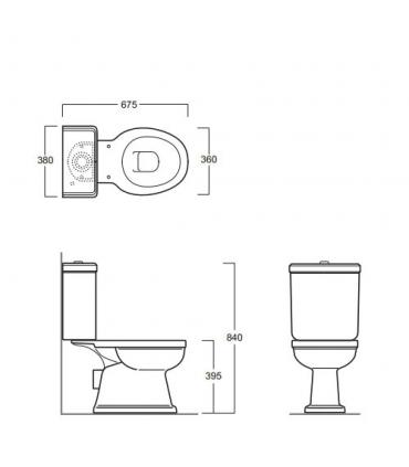 Close-coupled toilet with horizontal outlet, Simas Londra
