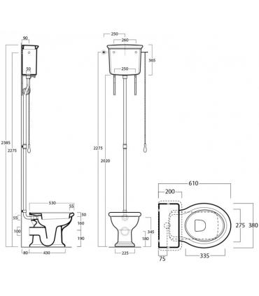 High cistern with cover for toilet, Simas Lante