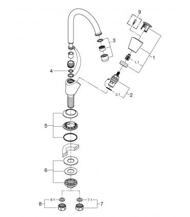 Tap for washbasin costa S, Grohe Adria chrome