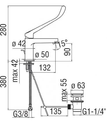 Washbasin mixer   with clinical lever Nobili with drain