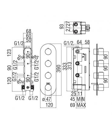 Mitigeur encastre' thermostatique  Nobili Likid LK00101FL, fume' poli