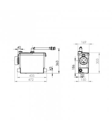 SaniPACK trituratore ad incasso per bagno completo