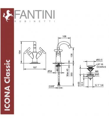 Bidet mixer single hole, Fantini Icona Classic