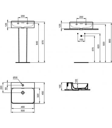 Lavabo da appoggio monoforo con troppopieno Ideal Standard Conca