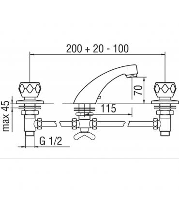 Washbasin mixer 3 holes Nobili nuova flora