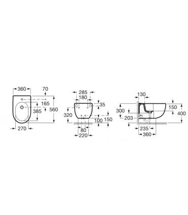 Roca single-hole wall-hung bidet New Meridian series