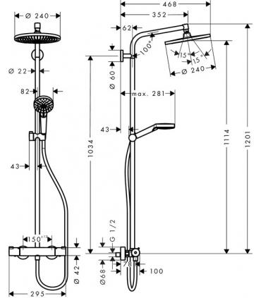 Thermostatic shower column 1 jet series Crometta Hansgrohe art.27267