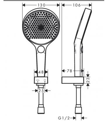 Duplex with hansgrohe Rainfinity 26851 holder and hand shower