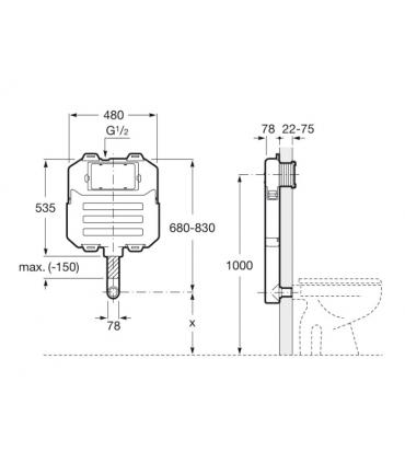 Cassetta wc da incasso Roca basic Tank Compact