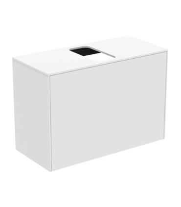 Meuble mince laqué pour lavabo Ideal Standard, série Conca