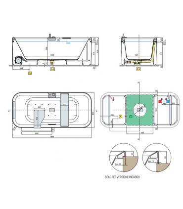 Novellini Divina F built-in bathtub matt white 180x80