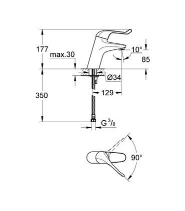 Miscelatore bocca alta per lavabo Grohe serie Euroeco Special art.3279