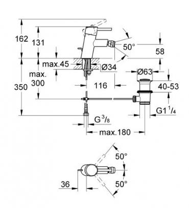 Mitigeur monotrou pour bidet Grohe collection concetto