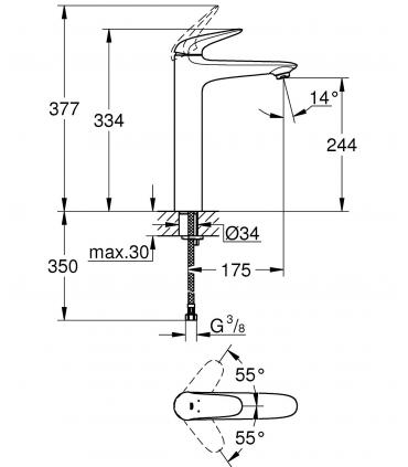 Mitigeur haut pour lavabo Grohe Eurostyle New