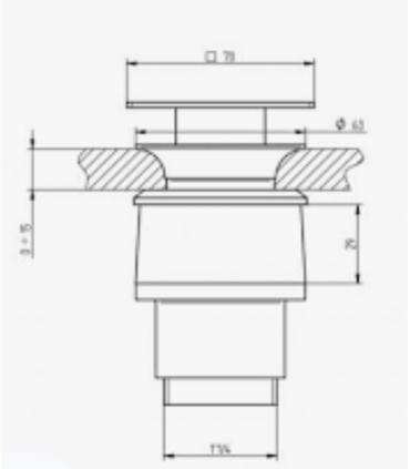 Drain with free flow, Bellosta square with spacer