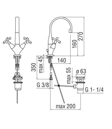 Miscelatore  lavabo monoforo bicomando Nobili serie Carlos Primero