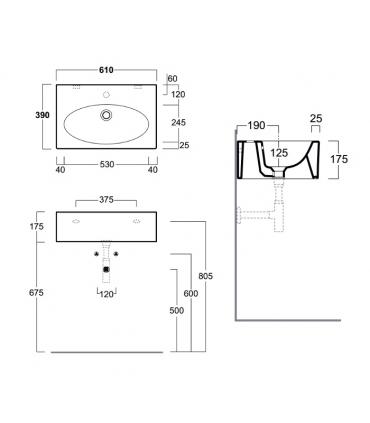 Simas Spazio Lft54 countertop or wall-hung washbasin 61