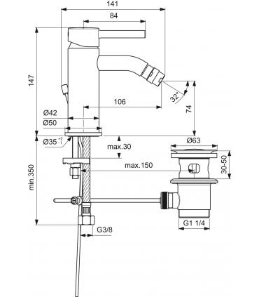 IDEAL STANDARD bidet mixer with drain Ceraline series