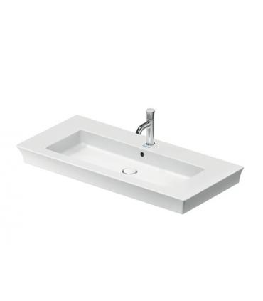 Duravit console washbasin with tap hole, White Tulip with WonderGliss treatment