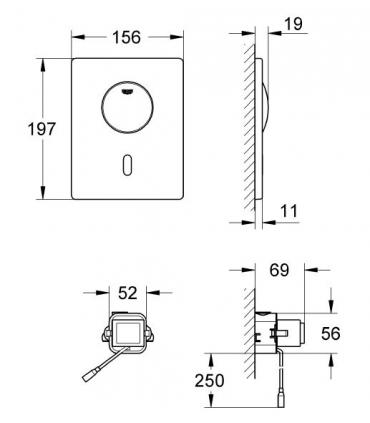 Placca di scarico a infrarossi da incasso Grohe serie Tectron Skate