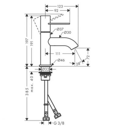 Mitigeur lavabo avec Poignee  a' support, Axor Hansgrohe, uno, art.38021