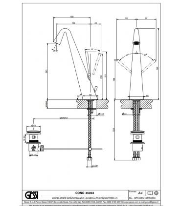 Miscelatore lavabo Gessi collezione Cono art. 45004