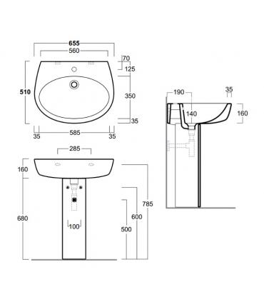 Lavabo monoforo a parete , Simas serie LFT Spazio