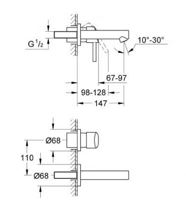 Miscelatore a parete per lavabo Grohe serie concetto art.19575001