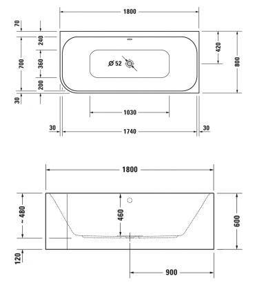 baignoire d'angle  droit  Happy D2 plus Duravit