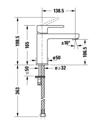 Washbasin mixer   single hole size  M, Duravit series  B.2 without  drain