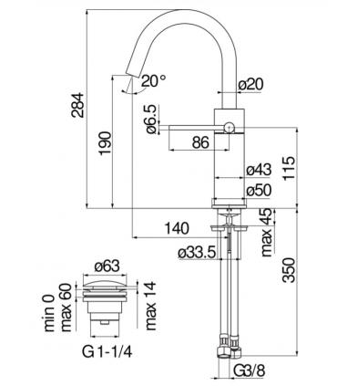 Nobili Velis VE125138 / Mitigeur lavabo 2 avec vidange