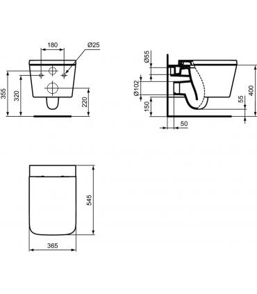 Wall hung toilet Aquablade Ideal Standard Blend Cube T2686